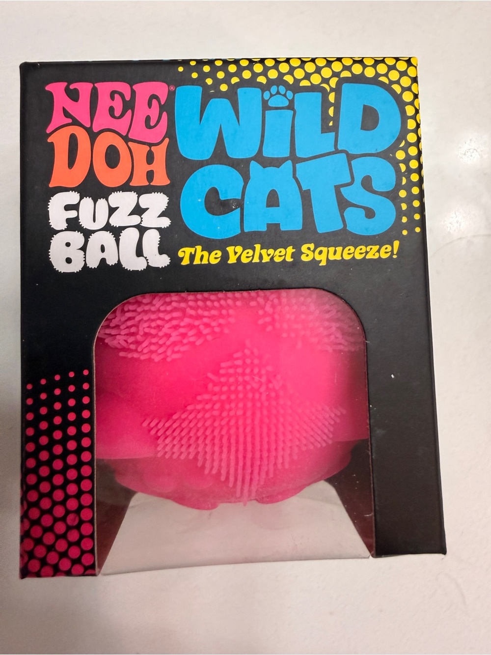 Authentic Needoh Fuzz Ball Wild Cats Squish Toy by Schylling - Pretty Pink